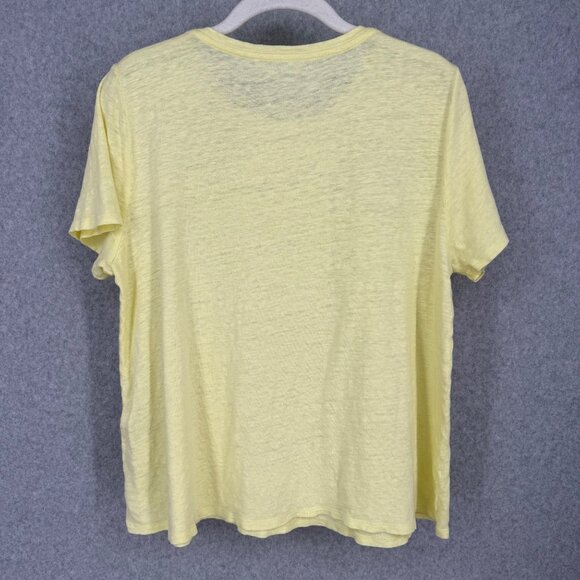 Eileen Fisher Knit Linen Short Sleeve Shirt Size S Butter Yellow Oversized EUC - Picture 2 of 10